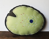 Lily Pad Pillow with Chlorophyll Molecule Embroidery - Science Plush Decor - Chemistry Biology Plant