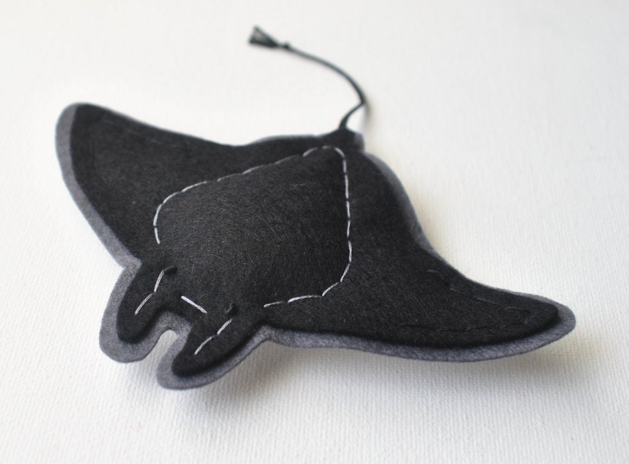 Manta Ray Stuffed Animal - Plush Toy - Cute Ocean Critter in Black and White - Marine Creature