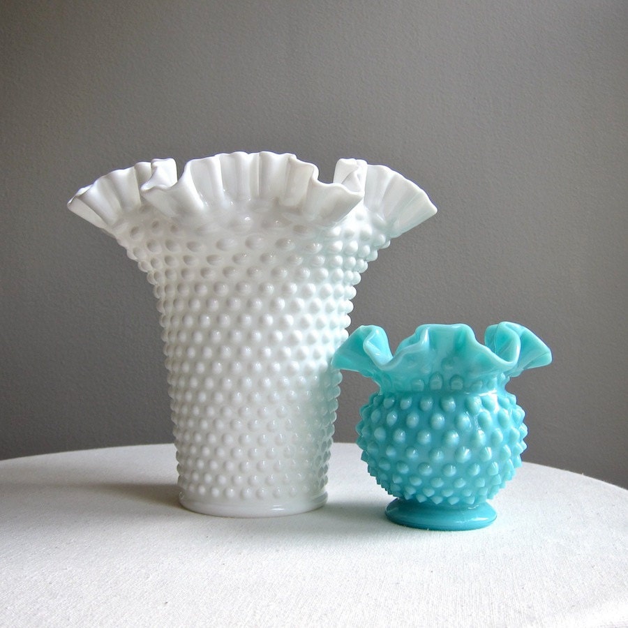 Large Fenton Hobnail Milk Glass Vase