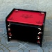 Red and Black Toy Box with Damask Lid Personalized with Initials