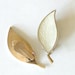 Denmark Enamel Earrings Clip White Leaf Vermeil on Sterling Mid Century