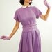 Vintage 1950s Day Dress - 50s Summer Dress - Wisteria and White Polka Dot