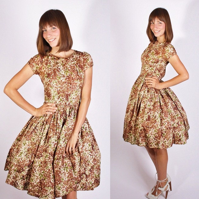 Vintage 1950s Mad Men Cocktail Dress / Vintage Dress / Dress / Dresses / Fall Fashion / Rustic Brown / Autumn Woodland / 1250