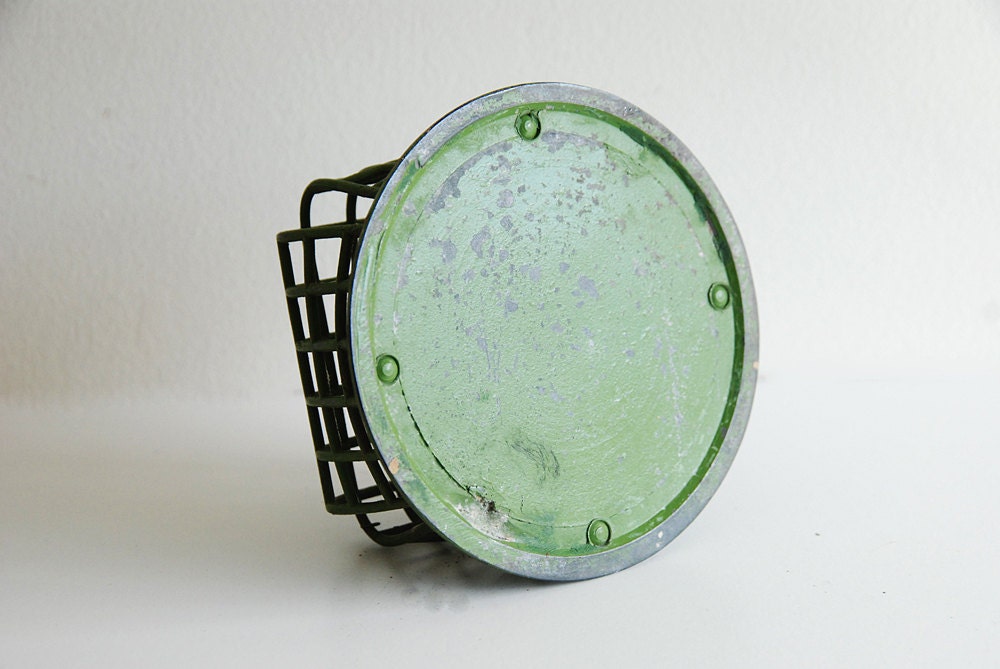 Large Green Metal Flower Frog - Repurposed Display Desktop Organizer