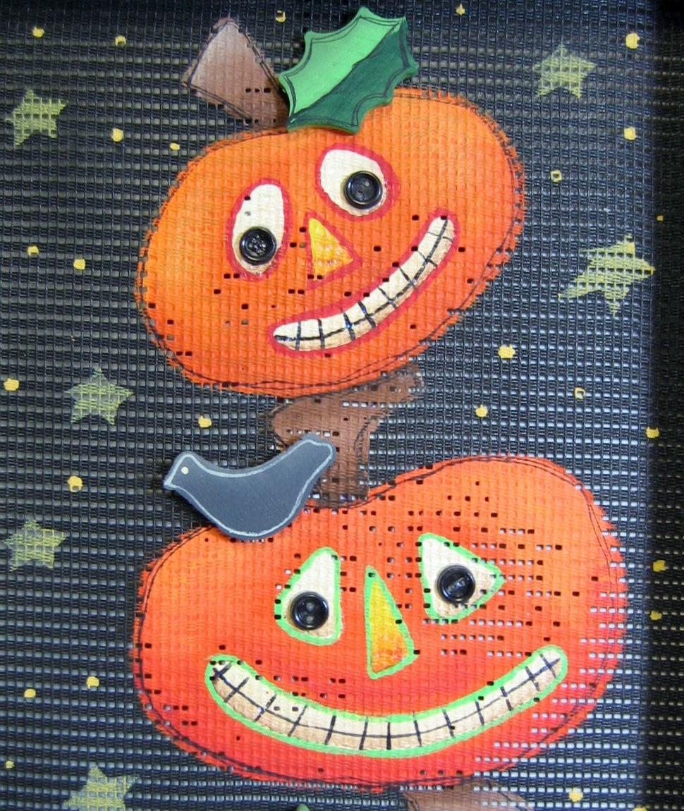 Stacked Pumpkins, Primitive, Rustic, Framed in Barn Wood, Tole Painted