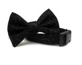 Formal Black Wedding Dog Collar and Bow Tie Set