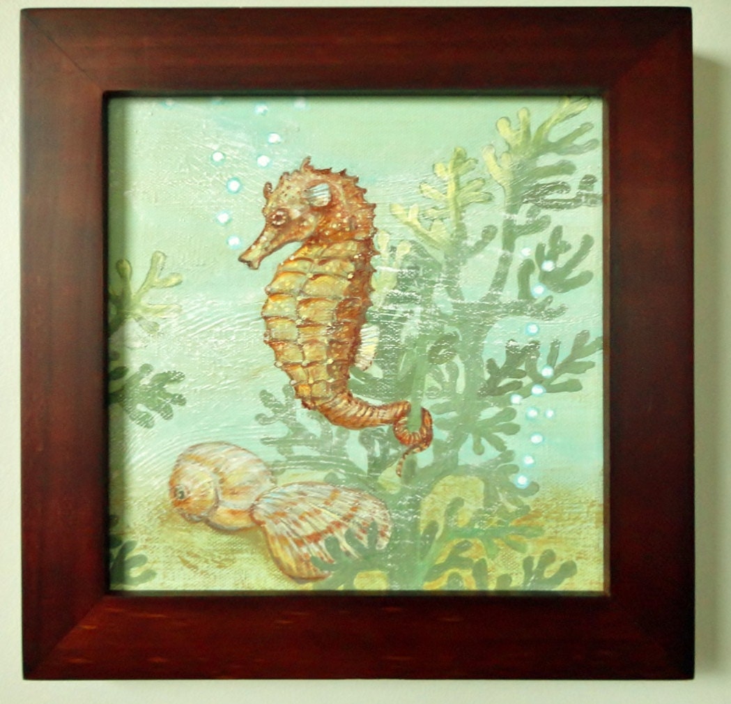Original Painting on Canvas Seahorse