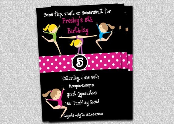 Gymnastics Birthday Invitation Gymnastics Birthday Party Invitations Printable "Original Design" Il_570xn