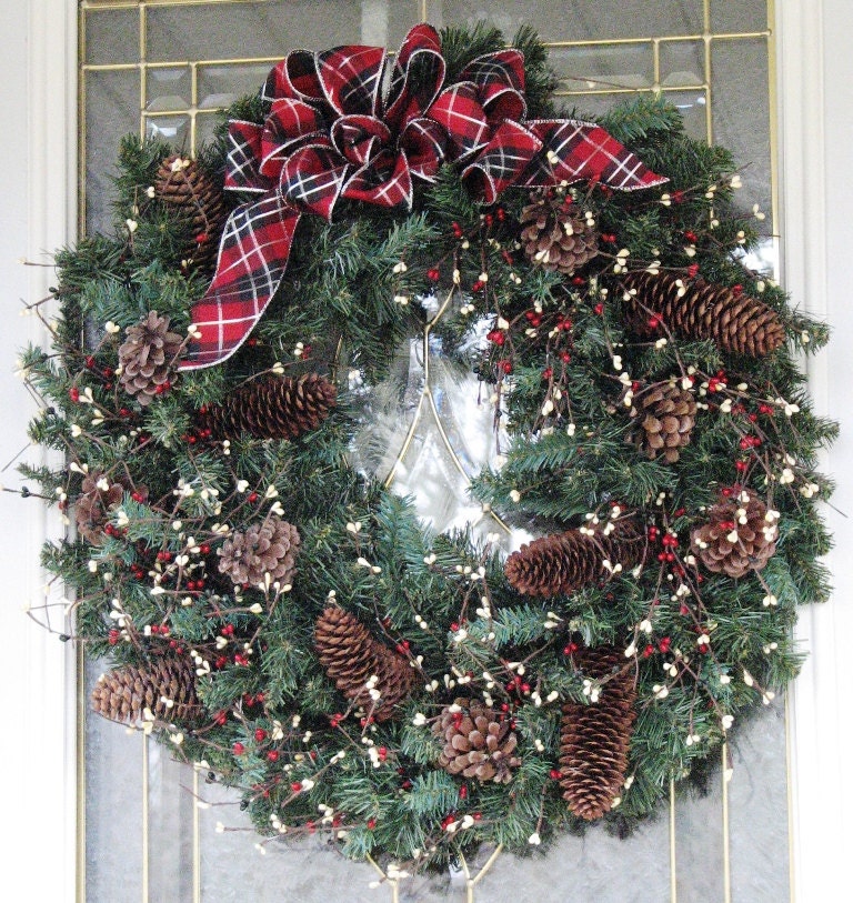 Winter Wreath-Pinecones and Berries-Holiday-Traditional