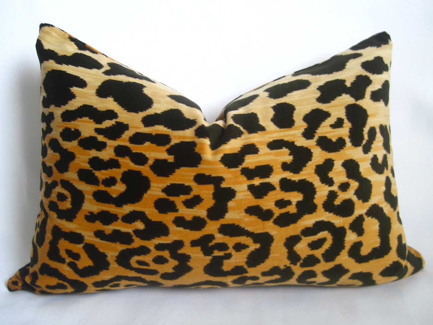 Designer Leopard Velvet Pillow - Gold - 12x18 inch - BOTH SIDES - Leopard Pillow - Velvet Pillow - Gold Pillow - Decorative Pillow