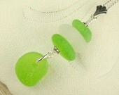 Lime Green Sea Glass Pendant Necklace