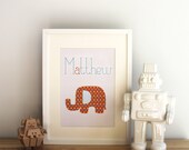 Custom child's name bedroom/nursery elephant print
