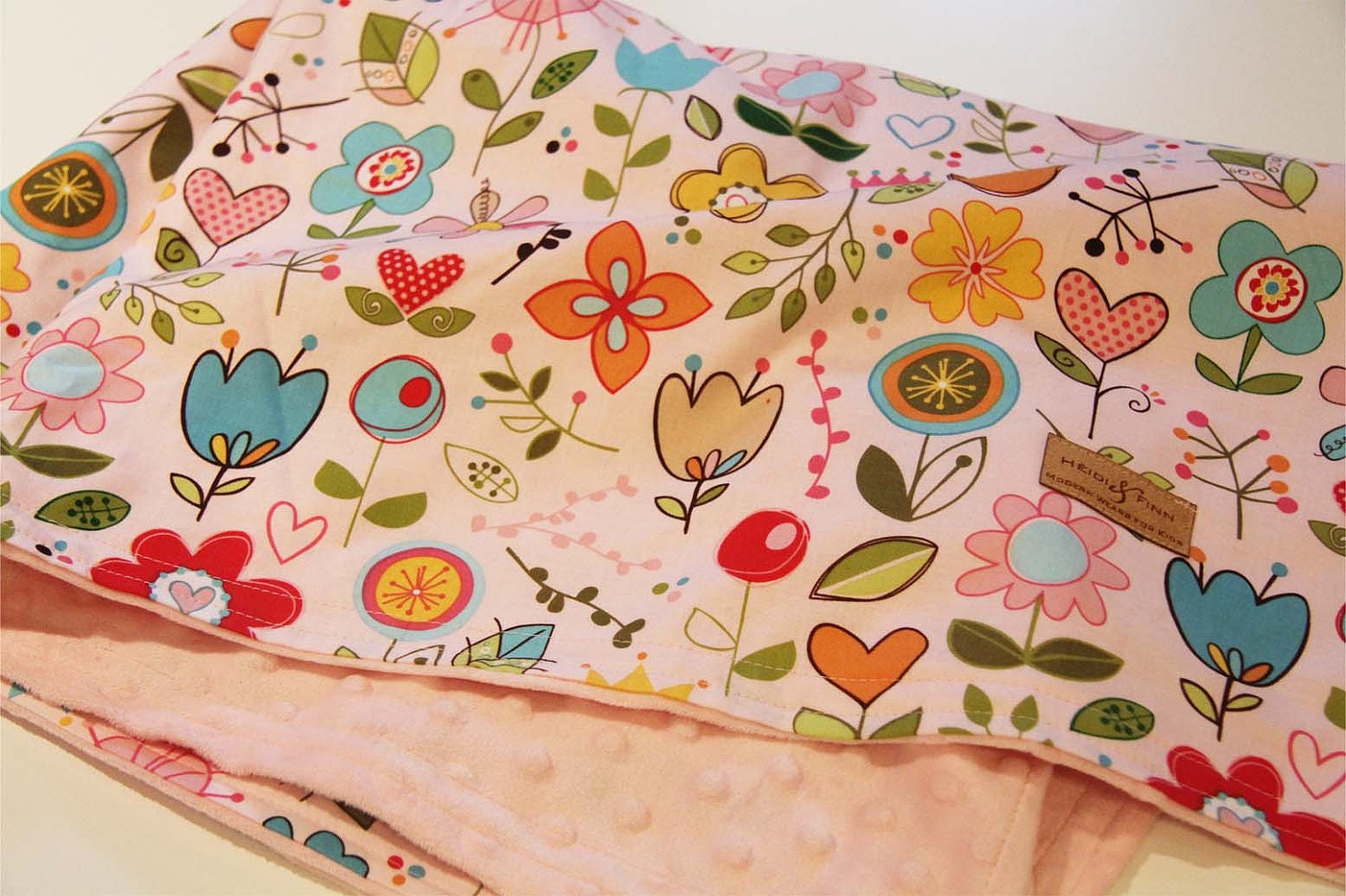 ExtraLarge Modern baby blanket flowers LIMITED (only 2 left) pink minkee minky swaddle blanket quilt