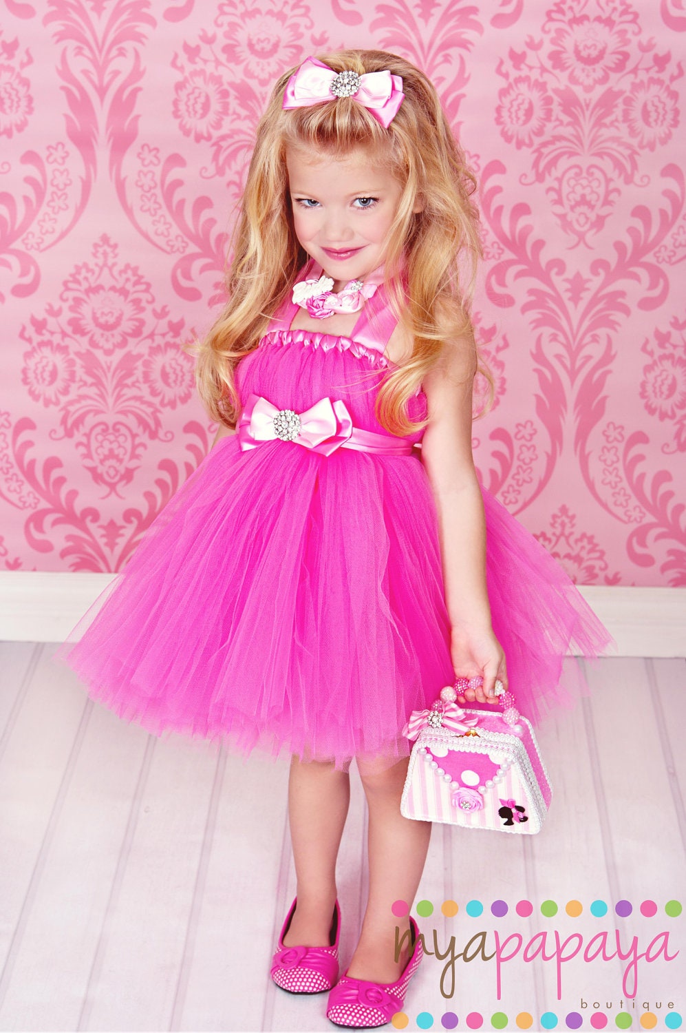 Barbie Inspired Costume Tutu Dress 12months-5t matching hair bow Birthday, Halloween, etc THE ORIGINAL