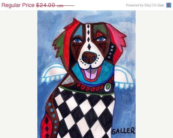 SALE ENDING - 11x14 Brittany Spaniel Art Dog Art PRINT Poster of Painting - Dog Angel memorial Gift
