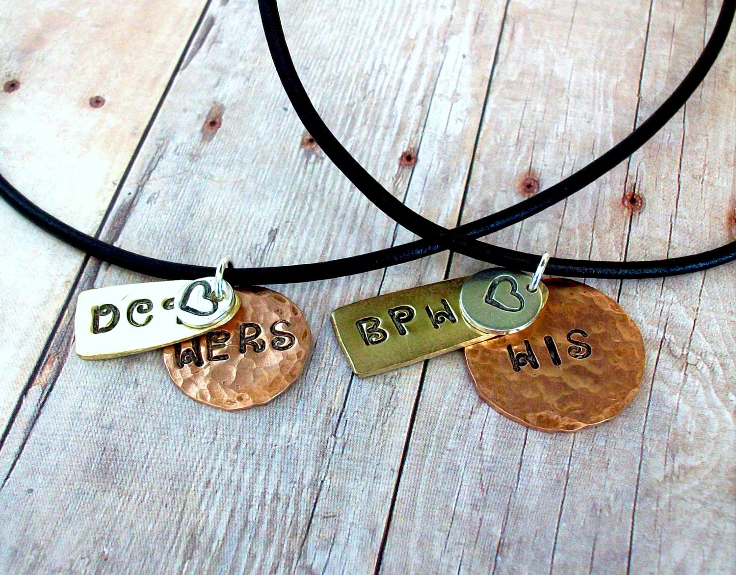 His and Hers Necklace Hand Stamped Mr & Mrs Honeymoon Necklace Personalized