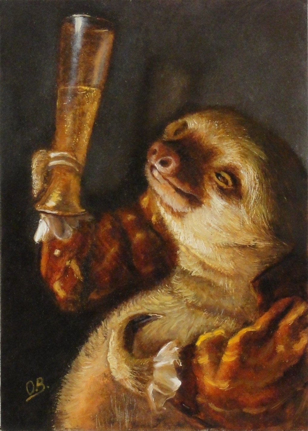 Sloth Art - "Naming the Brew" - 11x14" - Giclee Cavas Print