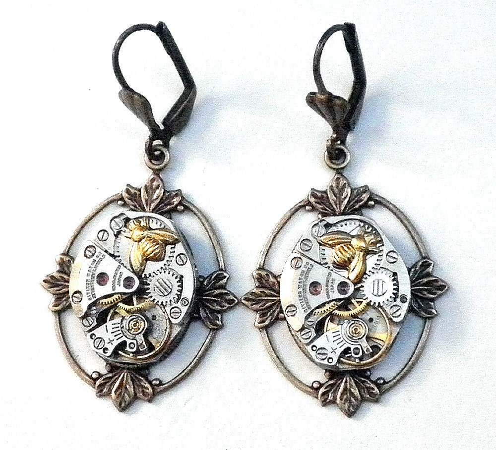 Honey Bee Steampunk Earrings