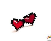 8 Bit Pixel Heart Earring Posts - RainbowDarkness
