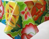 48x48 Sages Garden Lime  Green Oilcloth Tablecloth