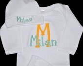 Personalized Infant Gown with Matching Hat