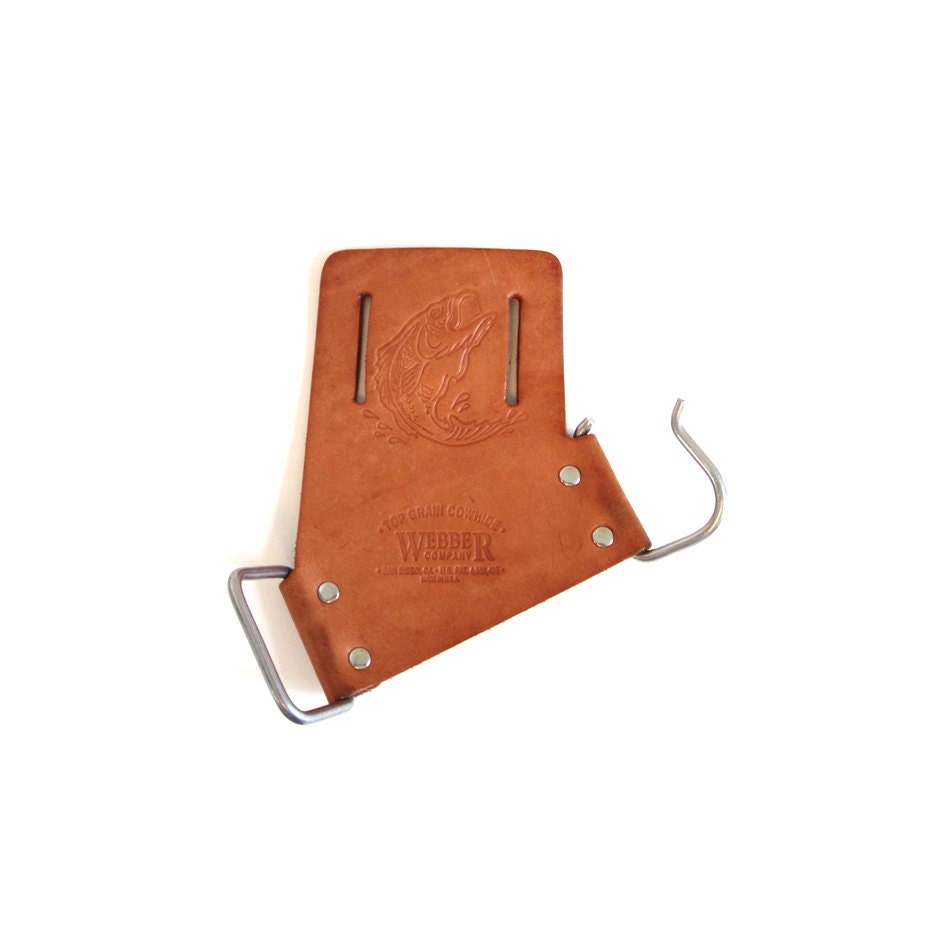 Vintage Leather Fishing Rod Holster by Webber - Bait Casting Spinner