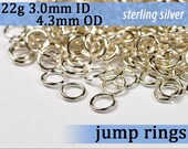 201 pcs 22g 3.0mm ID 4.3mm OD 1/4 troy oz sterling silver 925 jump rings 22g3.00 open jumprings jewelry findings supplies links