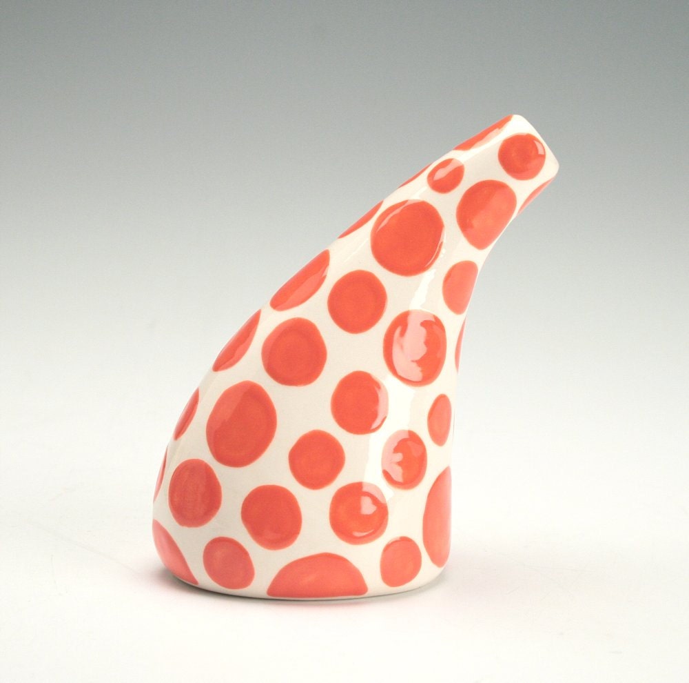 See Ya Later Tilt Vase Orange Hand Painted for Flowers