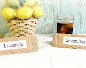 Unique Rustic Wedding Reception Table Signs, Party Shower Decoration, Burlap Kraft Tag, Custom Set of 6
