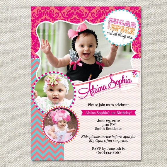 Sugar and Spice Photo Birthday Invitation (Digital or Printed)