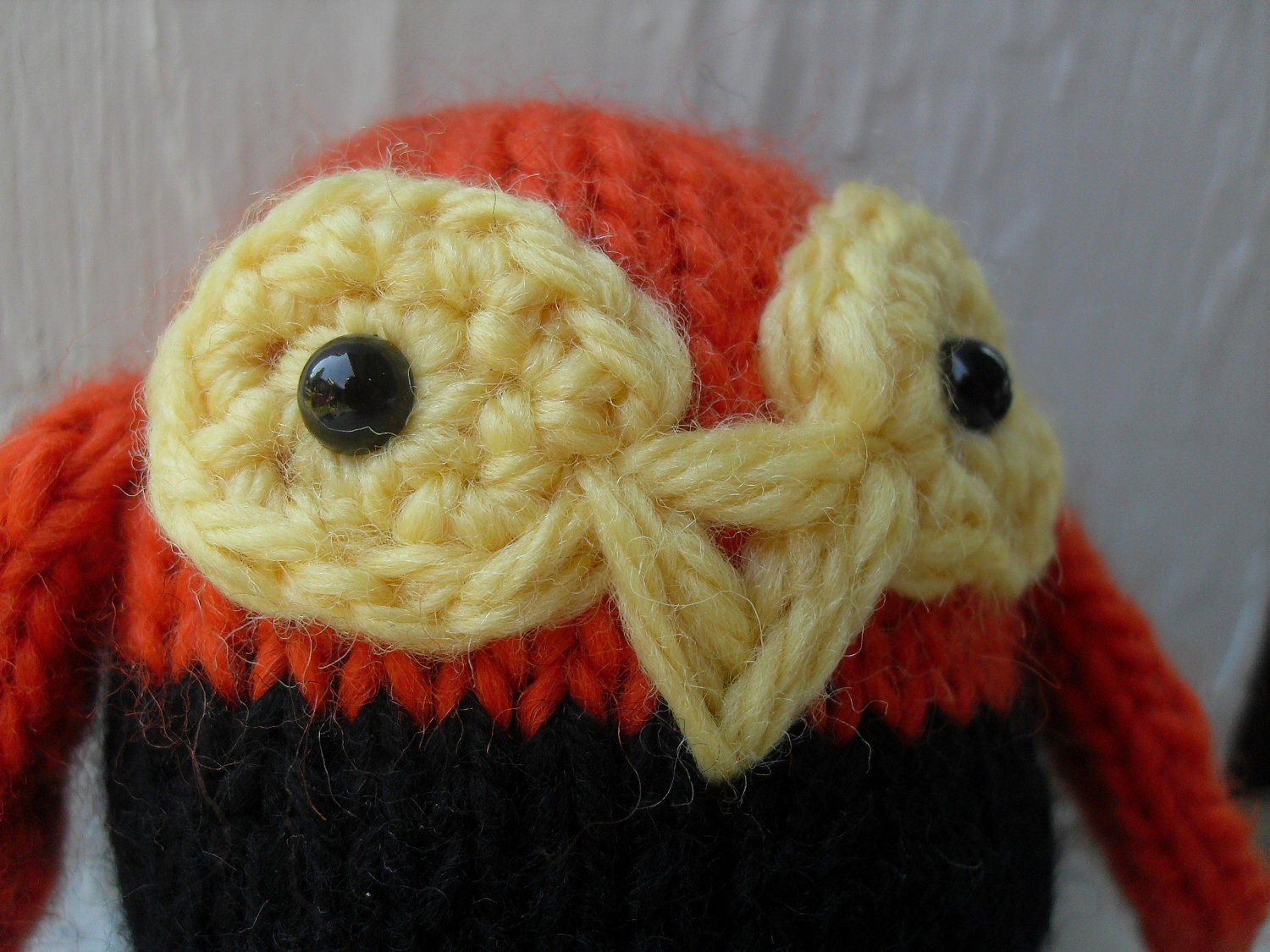 Special Edition Spooky Halloween Owl Jack O Lantern Hand Knit Ready to Ship