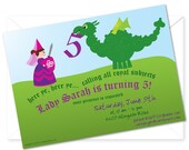 Customized and Printable Princess and Dragons Birthday Party Invitation