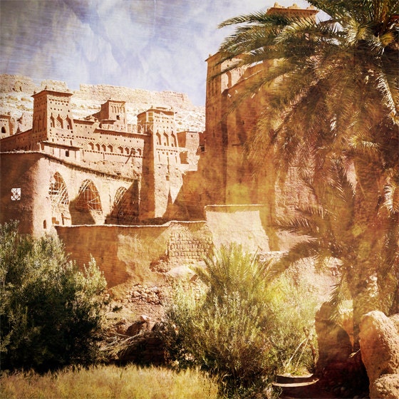 Morocco Art - Fine Art Photography Print - Moroccan village - Travel photography - brown orange - 8x8