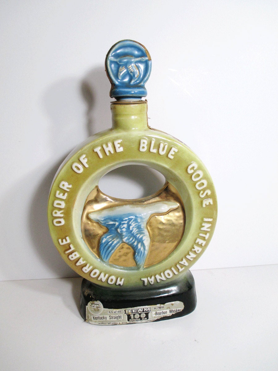Vintage Blue Goose Whiskey Decanter - Jim Beam - Mid Century - Order of the Blue Goose