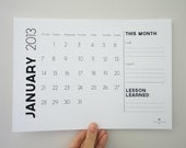 Printable Monthly Calendar for 2013 - 12 Month Calendar - Digital PDF File