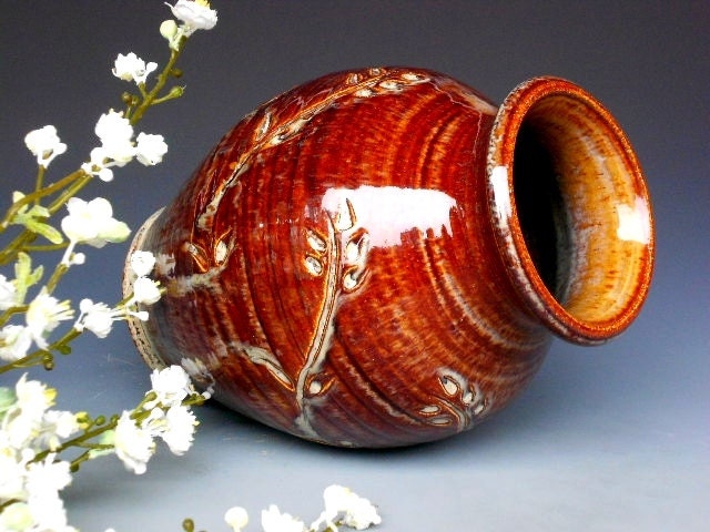 Flower Vase Pottery Honey Glaze D