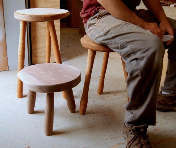 MilkMaid Stool Rustic Three Legged Kitchen Bar Stool Step Stool Man Cave Rugged Furniture