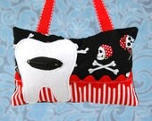 Tooth Fairy Pillow- In Riley Blake Pirates Black White Red
