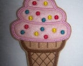 Ready to Ship large Embroidered ice cream cone craft felt embellishments for scrapbooking hairbows etc