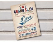 Digital Vintage Baseball Birthday Invitation