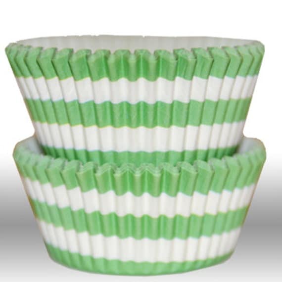 Rugby Stripe Lime Green GREASEPROOF Baking Cups Cupcake Liners - Quantity 50 Il_570xn