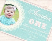 Shabby Chic Party Invitation - Shabby Chic Birthday Collection Teal Pink - Gwynn Wasson Designs PRINTABLES
