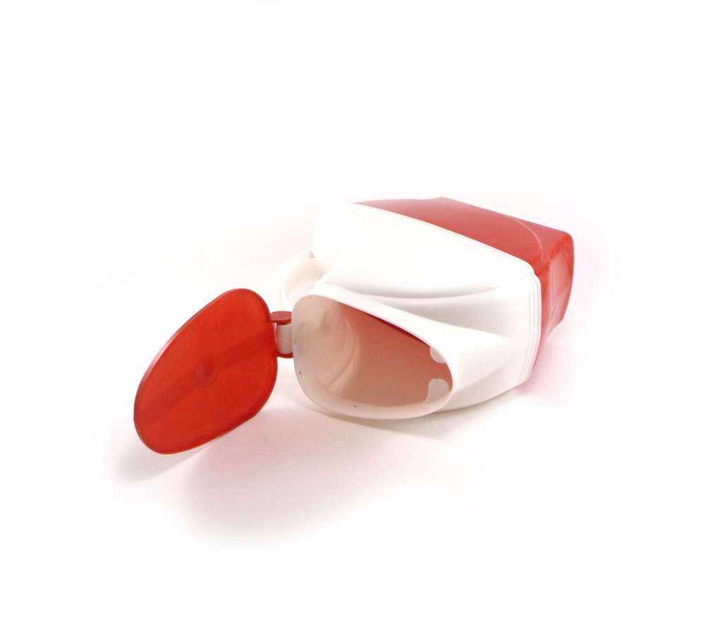 Red and white mid century pitcher - vintage Burrite plastic art deco plastic pitcher