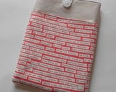Kindle Sleeve/Nook Sleeve/Kindle Cover/E-Reader Sleeve With Pocket - Typed Words