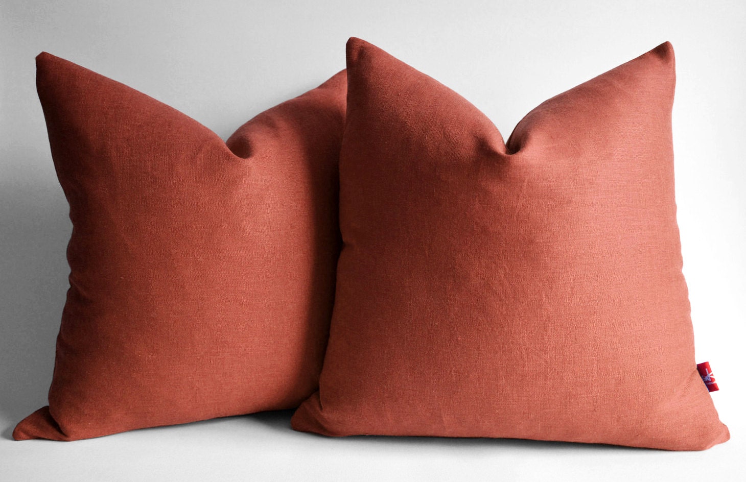 Sukan / 1 Linen Pillow Covers Terracota, Decorative Throw Pillows, Accent Pillows, Chevron Pillow Covers 22x22 Cushion Cover