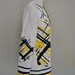 Bright 1970s Ladies Blouse / Navy Blue Yellow and White Abstract Design Shirt / Large Vintage / 1970s Clothing