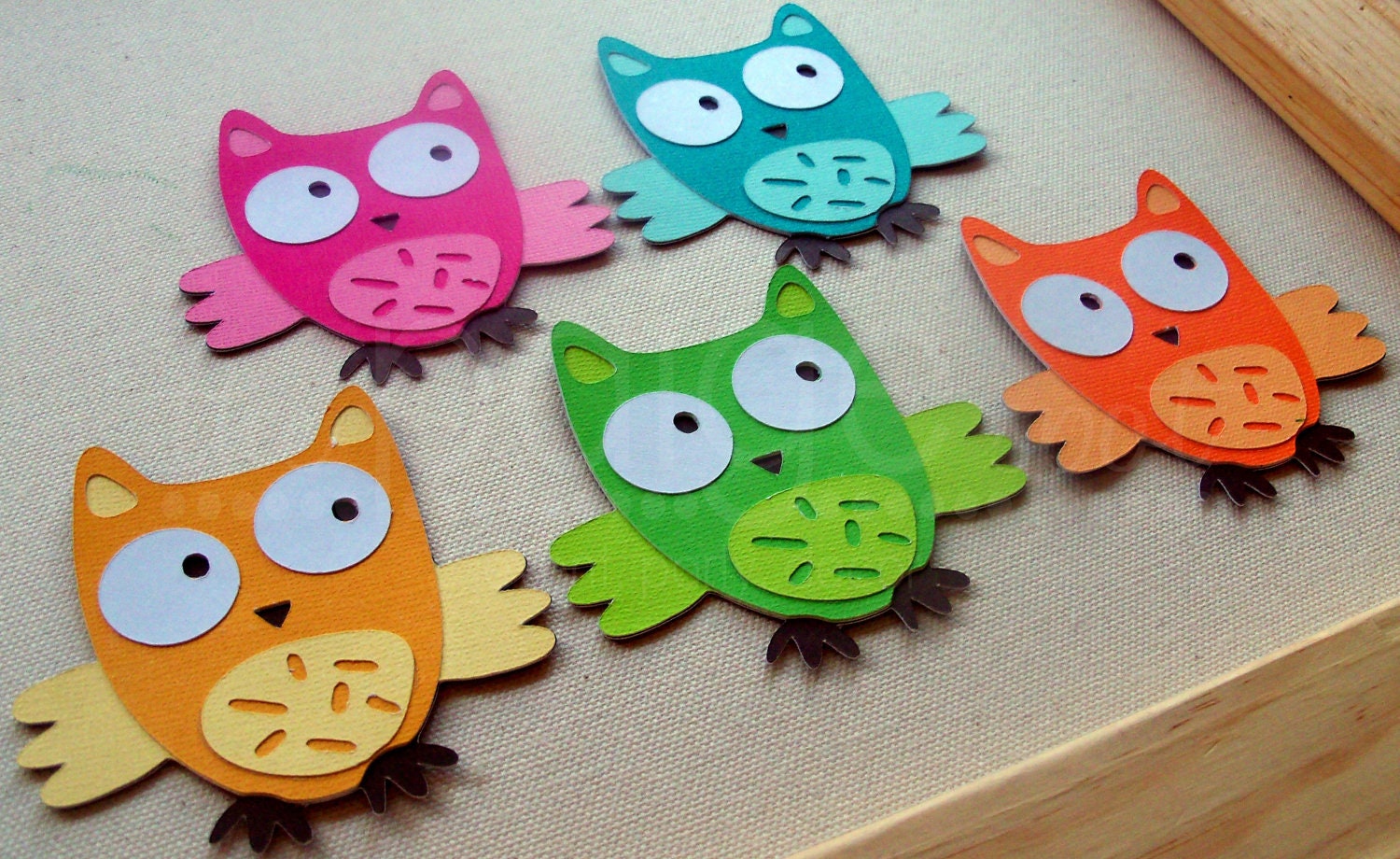 Owl Die Cuts / Embellishments - party decorations - (bright colors) - Party Hoot Owl Collection