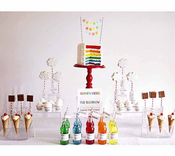 Rainbow Party Mini Cake Banner . Over the Rainbow Collection . by Loralee Lewis