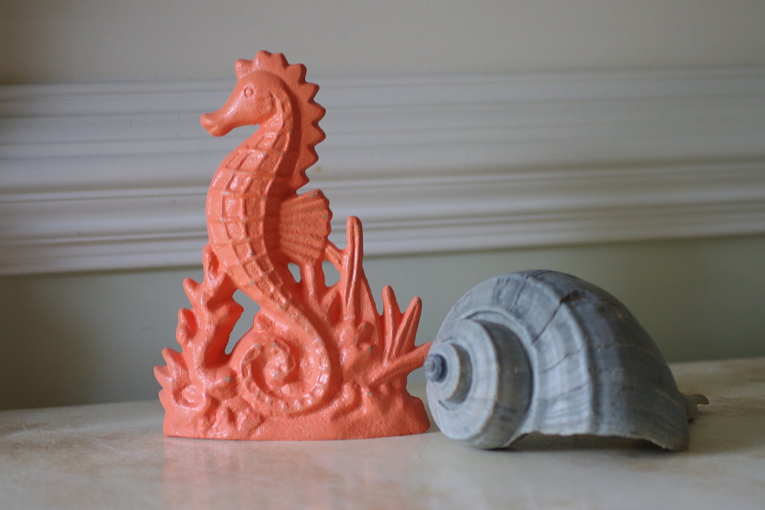 Beach Decor Cast Iron Seahorse Doorstop or Bookend - PICK YOUR COLOR