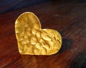 Hammered Brass Heart Ring, Handmade & handcut heart shape, nature jewelry, Moon texture
